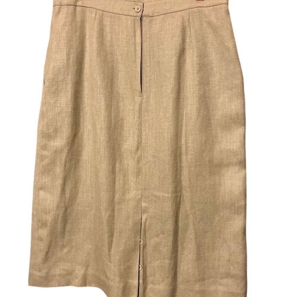 Vintage Derek Martin Women's Pleated Midi Skirt Brown Size 16 Casual side pocket